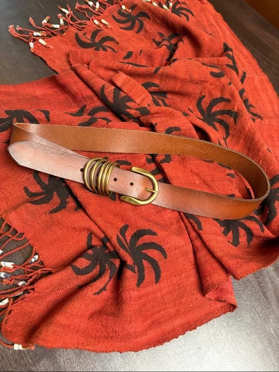 Anthropologie Multi Keeper Leather Belt in Cognac - Picture 1 of 12